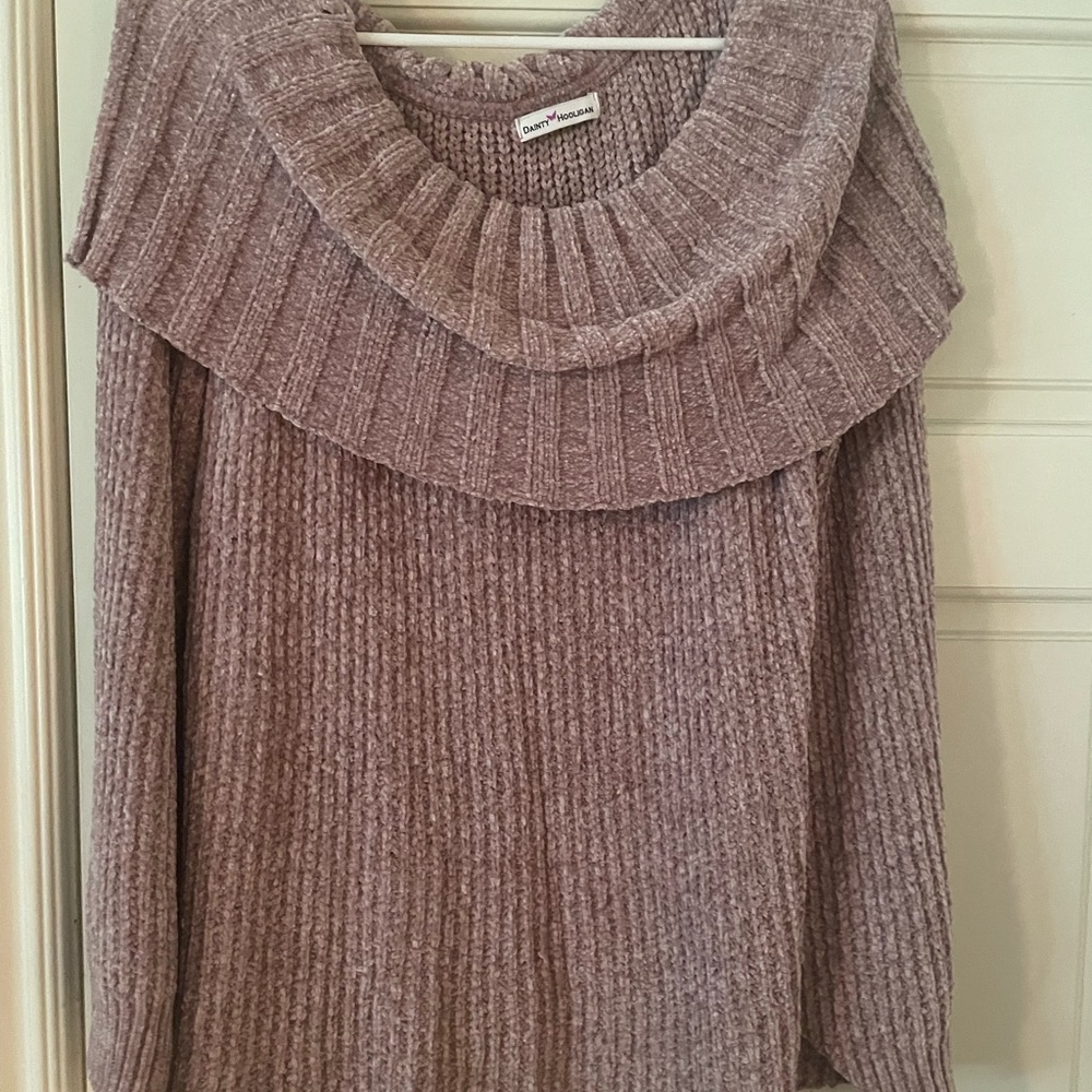 Off the Shoulder Mauve Knit Sweater
